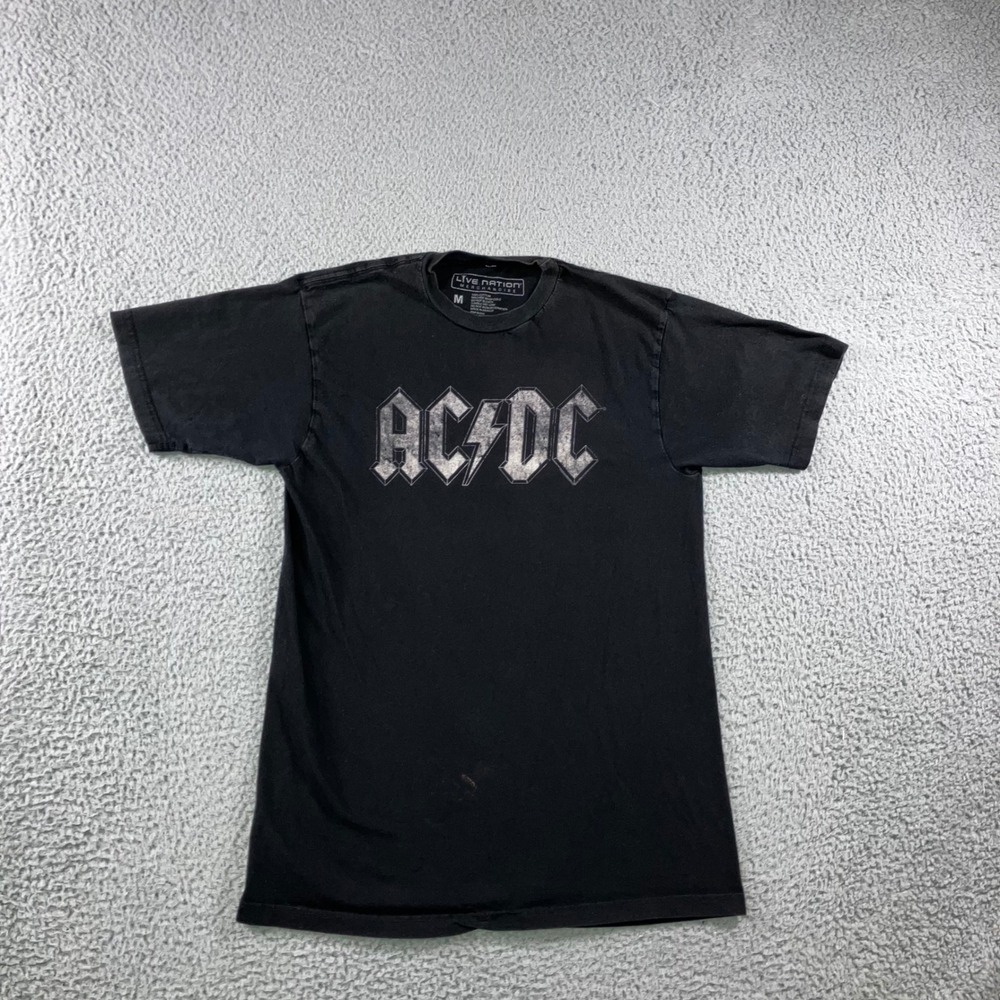 Live Nation AC/DC Graphic T-Shirt Men M Black Distressed‎ Band Tee Short Sleeve